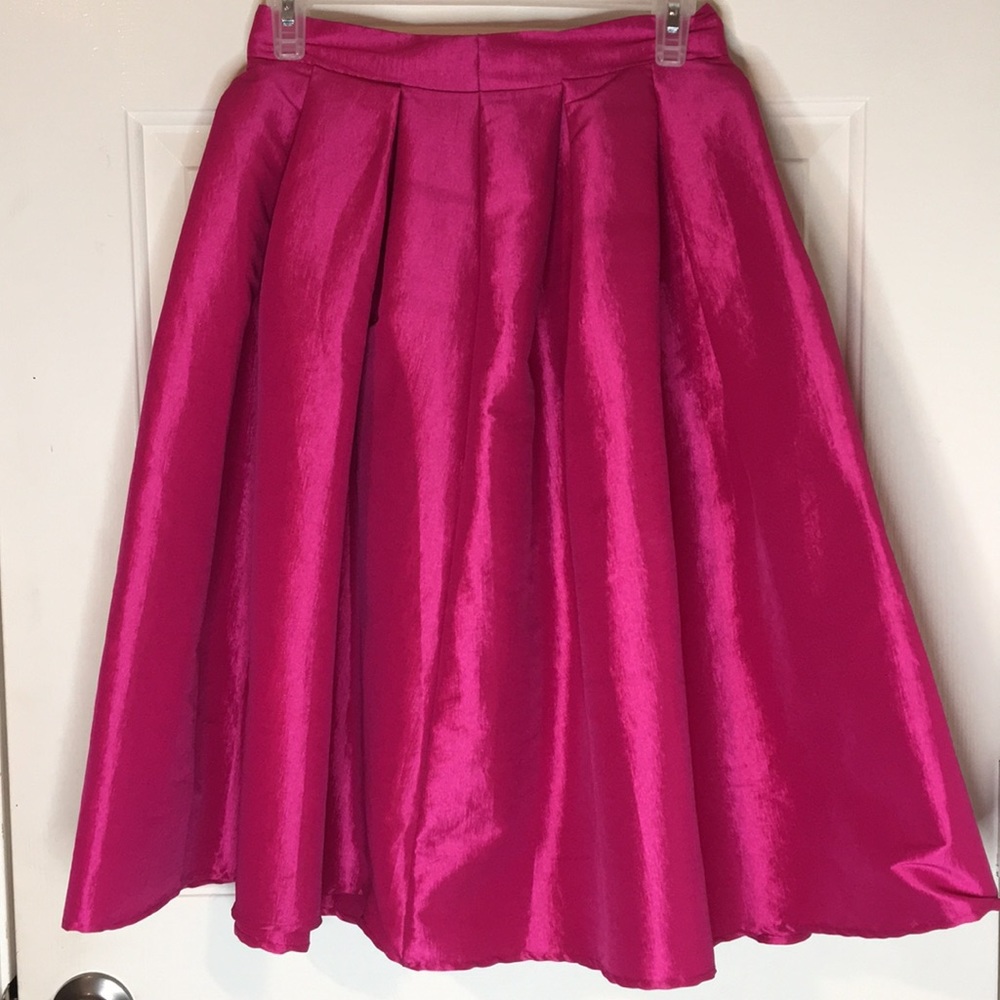 Gathered Hot Pink Satin Skirt💕